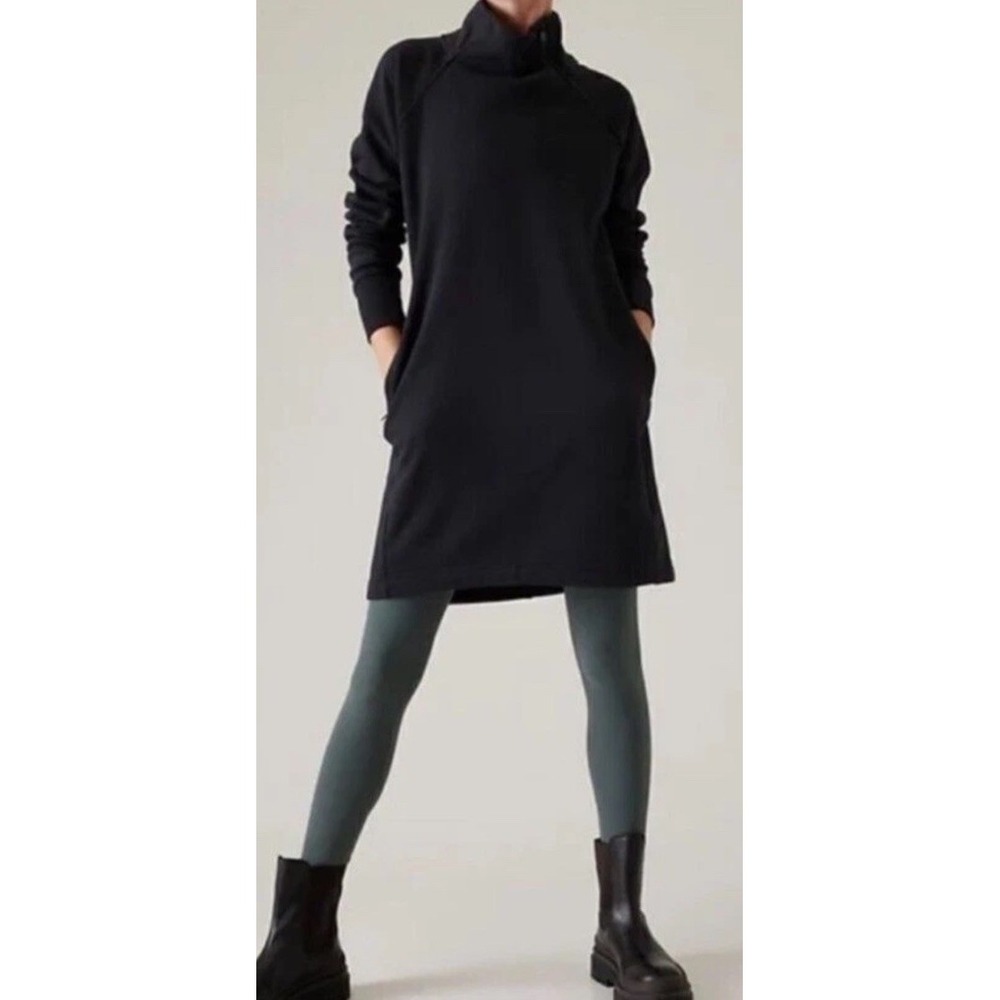 Athleta Cozy Karma Sweatshirt Dress / Black / SZ S